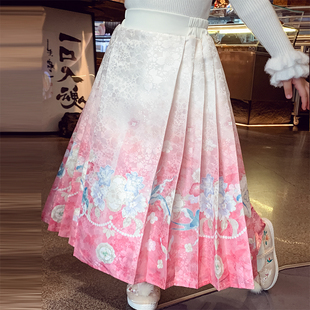 米米哈罗女童新中式马面裙加绒小女孩明制汉服半身裙冬装2025新款