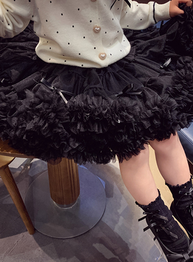 女童tutu裙春装2026新款女孩洋气黑色网纱公主半身裙儿童蓬蓬短裙