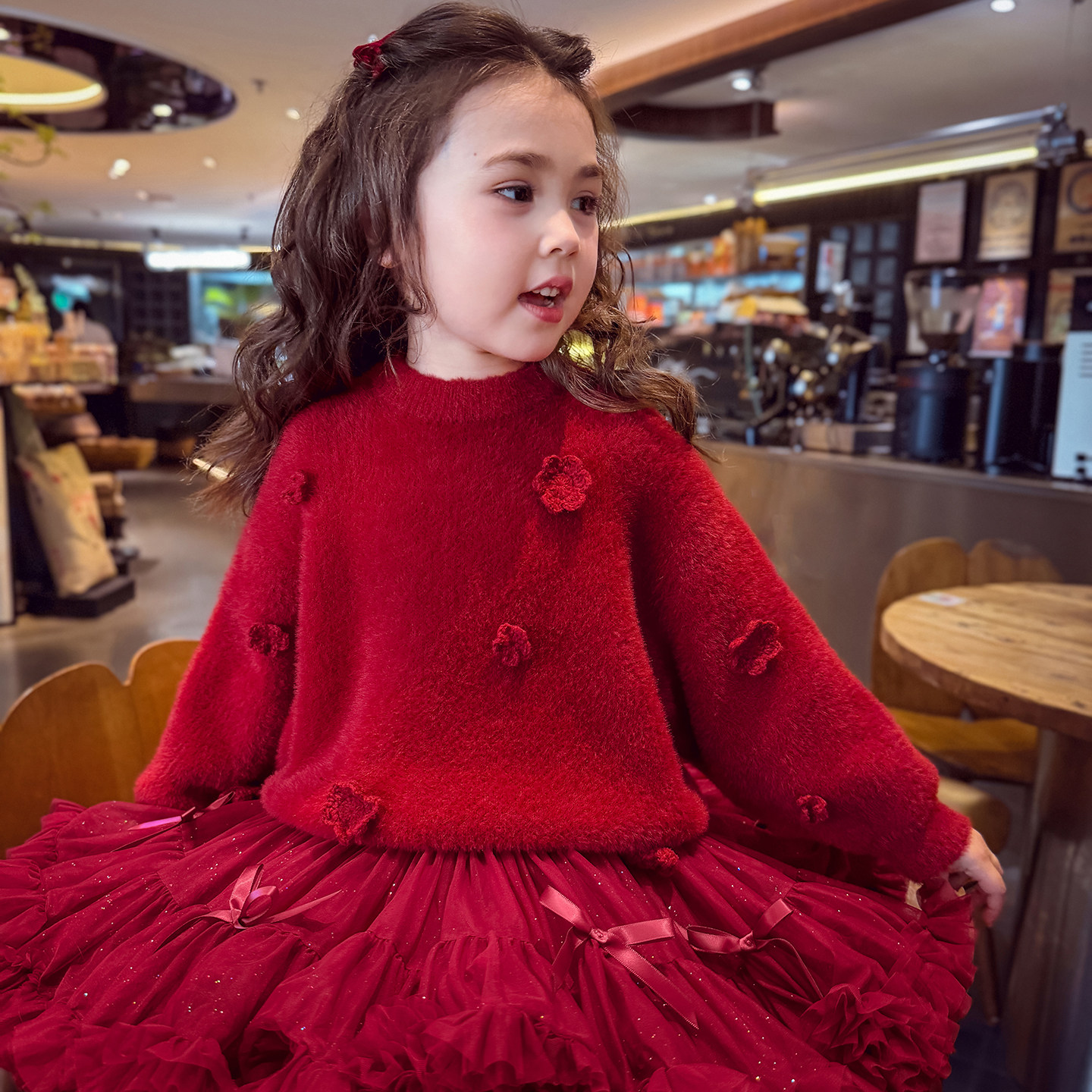 【馥郁玫瑰】仿貂毛上衣