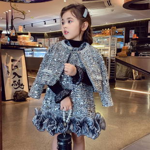 儿童千金风外套背心裙两件套 2025新款 米米哈罗女童小香风套装 冬装