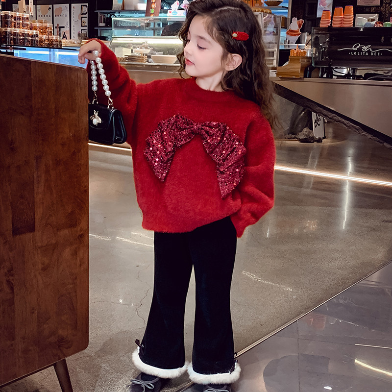 【圣诞星】毛衣+喇叭裤套装