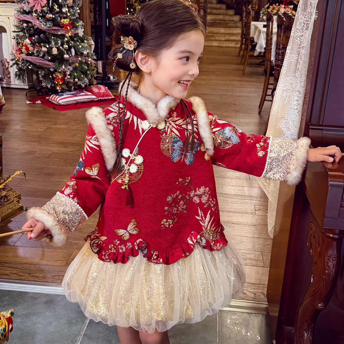 【金枝蝶舞】新中式旗袍连衣裙