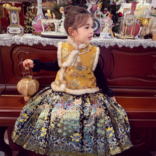 米米哈罗女童马面裙套装冬装2025新款儿童明制汉服裙小女孩拜年服