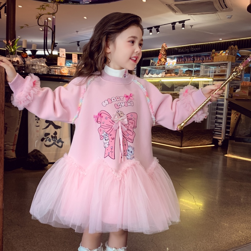 【许愿池少女】拼接网纱卫衣裙