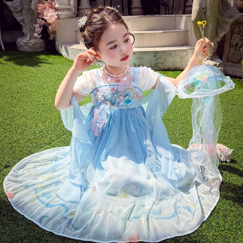 女童夏装国风渐变汉服连衣裙