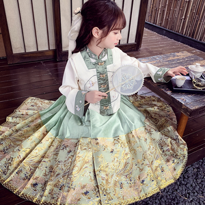 女童明制汉服女孩新中式马面裙套装春装2024新款洋气儿童超仙唐装