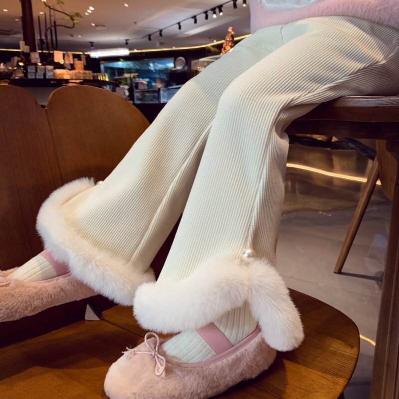 空气感喇叭裤】加绒雪尼尔喇叭裤