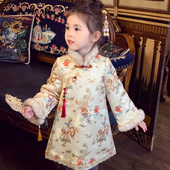 儿童新中式 女童国风旗袍裙冬装 2025新款 夹棉汉服连衣裙女孩拜年服