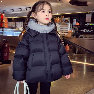 米米哈罗女童90白鸭绒羽绒服外套冬装2025新款儿童加厚保暖面包服