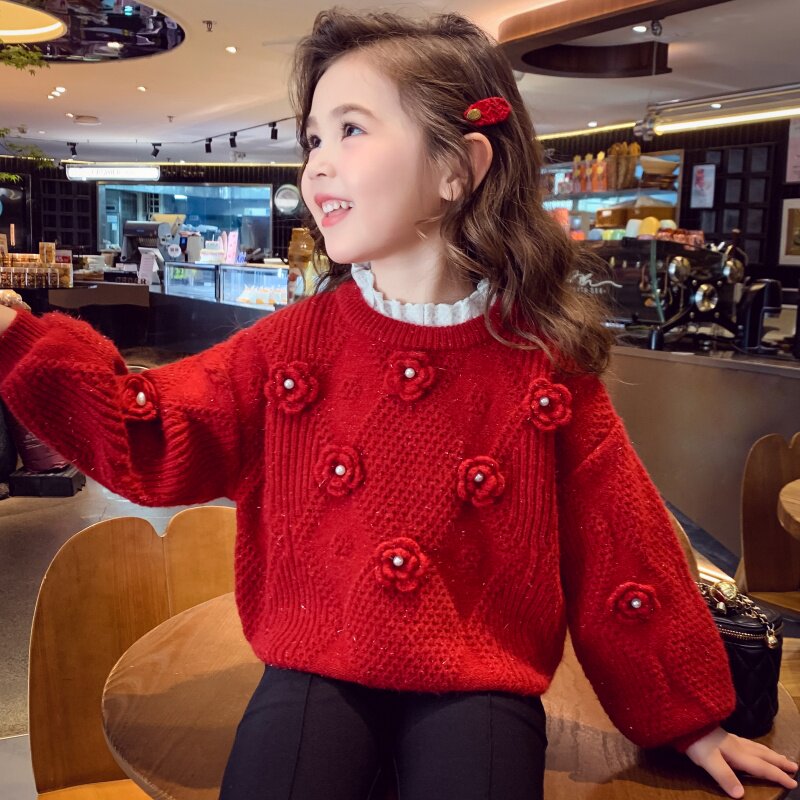 【玫瑰呓语】设计感新年花朵毛衣