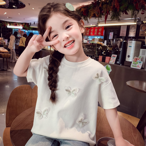 女童夏装设计感立体蝴蝶T恤