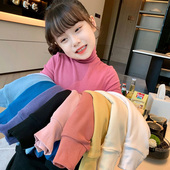 小女孩长袖 女童打底衫 秋冬装 T恤百搭加绒高领保暖秋衣中大童上衣