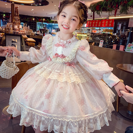 女童洛丽塔公主裙春装2025新款法式儿童碎花连衣裙小女孩蓬蓬纱裙