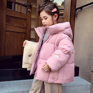 米米哈罗女童新国标90白鸭绒羽绒服外套冬2025新款女童保暖面包服