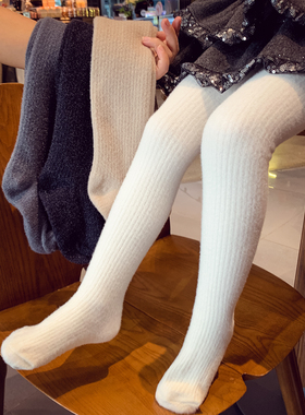 米米哈罗女童水晶绒连裤袜冬装2025新款儿童保暖打底裤女孩打底袜