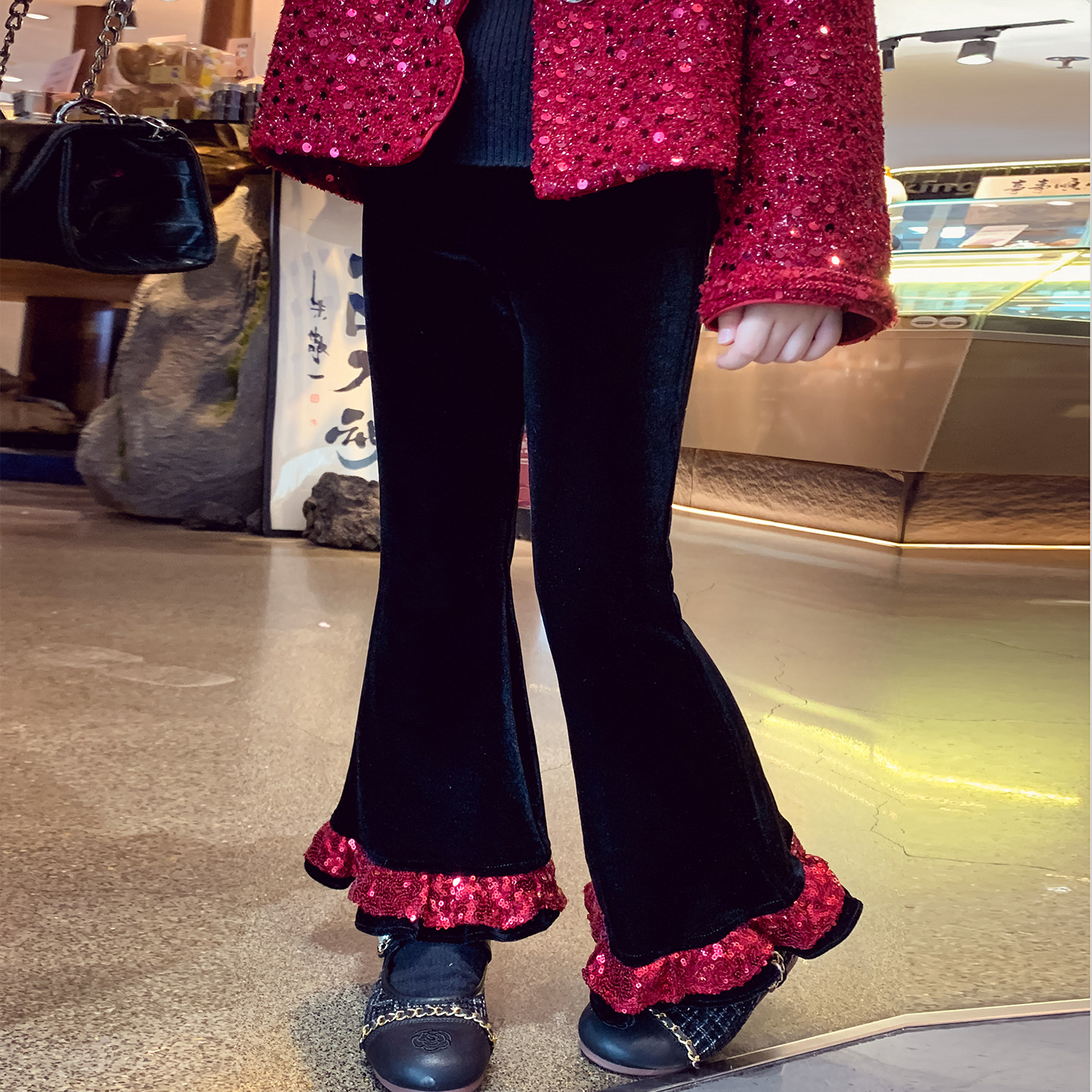 【摩登丝绒裤】加绒显瘦喇叭裤