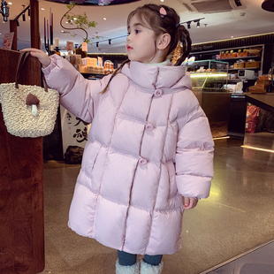 米米哈罗女童羽绒服冬装2025新款加厚保暖儿童面包服女孩长款外套