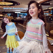 外套儿童镂空坎肩 洋气女孩无袖 米米哈罗女童针织马甲春装 2026新款