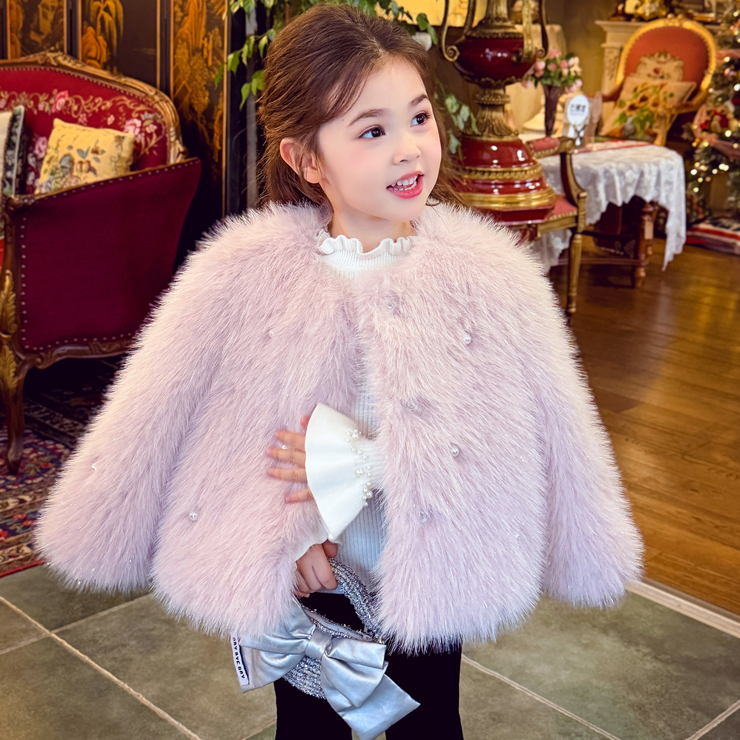 【鎏金世家】名媛风仿皮草大衣