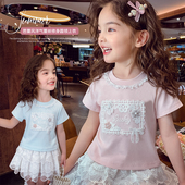 2026新款 儿童韩版 洋气百搭纯色短袖 女童T恤夏装 上衣小女孩打底衫