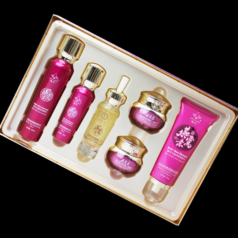 娇伶燕窝素美白祛斑霜套装六件套盒白里透红祛黄褐斑雀化妆品正品