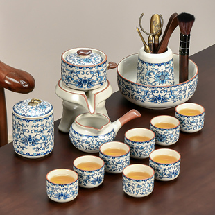 家用2024新款 茶具套装 汝窑茶杯自动茶壶石磨懒人泡茶神器轻奢高档