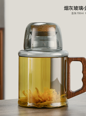 烟灰色玻璃小暖壶加厚耐热功夫茶具茶壶泡茶喝茶办公室冷水壶茶杯