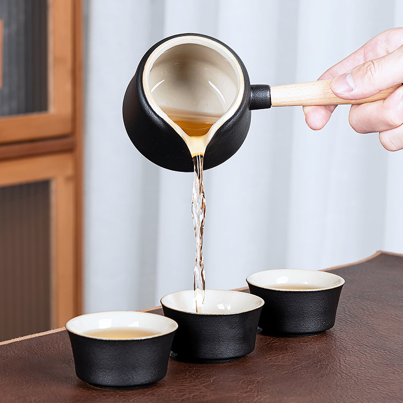 黑陶茶具套装家用简约现代功夫侧把泡茶壶茶杯办公室会客小型茶盘
