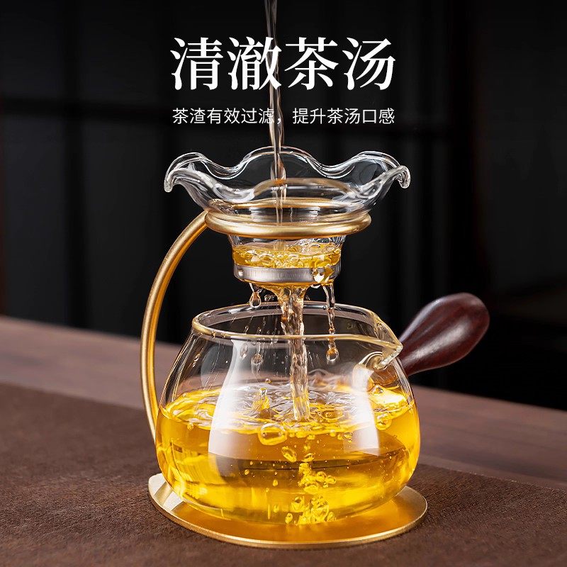 2025新款耐热玻璃茶海过滤网一体