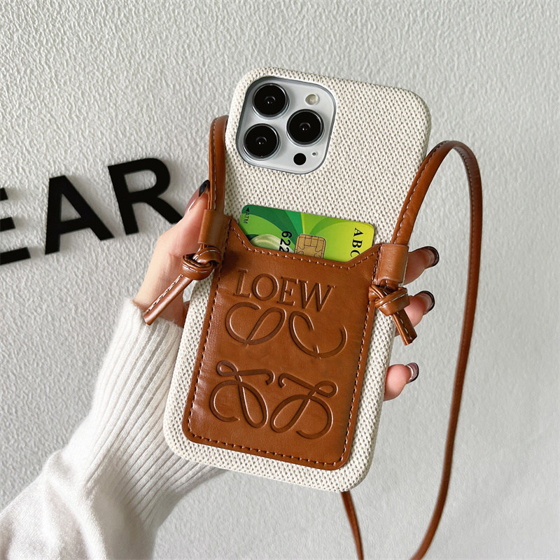 Apple 16Promax Mobile Phone Case New arrival Iphone15Promax Crossbody Strap Lanyard 16Pro Card Holder High-End Niche Accessible Luxury 14Pro Protective Case Suitable for 13 Diagonal 12 Women's Models