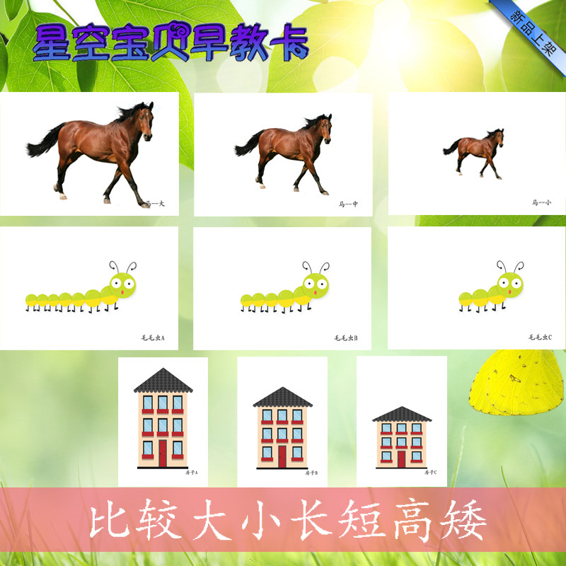 比较认知练习大小高矮长短aba认知孤独症自闭症学习训练塑封卡片