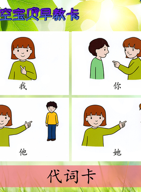 代词人称物品指代塑封儿童早教卡片自闭症孤独症发育迟缓语言训练