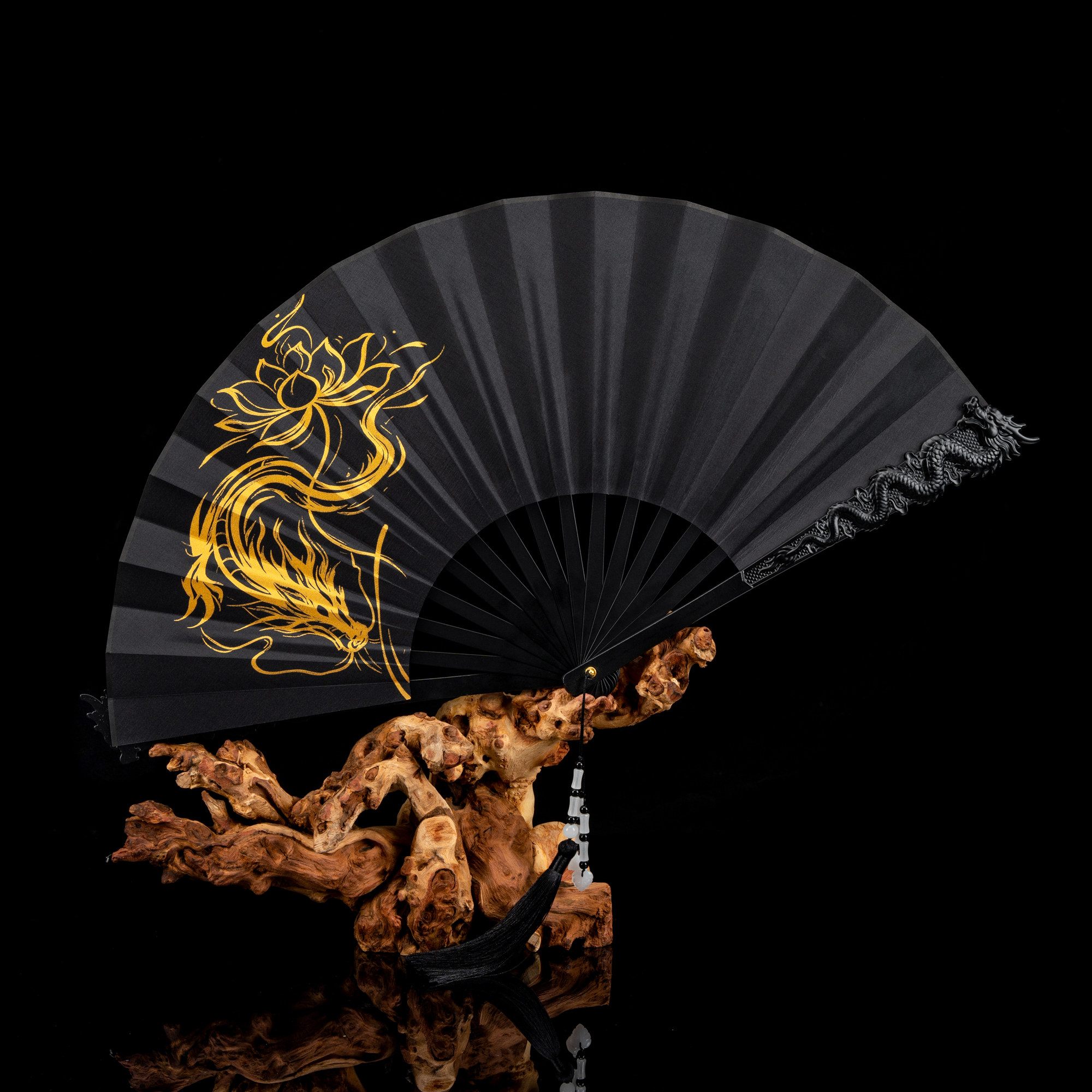 【玄铁·龙驹扇】 【玄铁·龙骨扇】 10寸15方金属折扇钢骨折扇