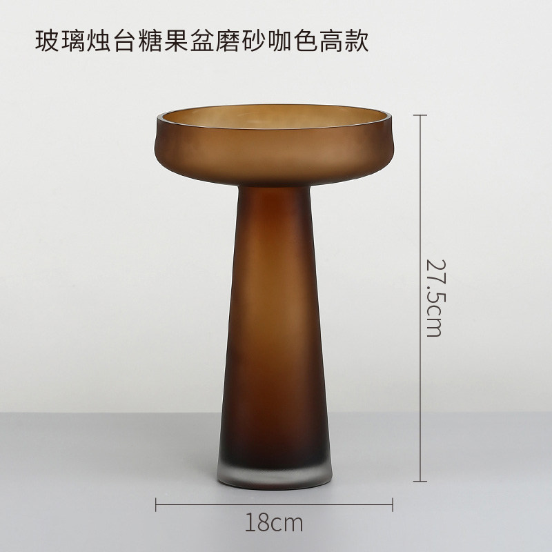 Dnnni现代创意简约磨砂质感玻璃烛台糖果盆工艺摆件家居软装饰i.