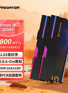 宏碁掠夺者冰刃6000C28海力士AdieDDR5内存6800C32G套条16G单根