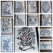 蜡染型糊染模102刻板 动物系列37种加厚 蓝染蓝印花布工具材料包