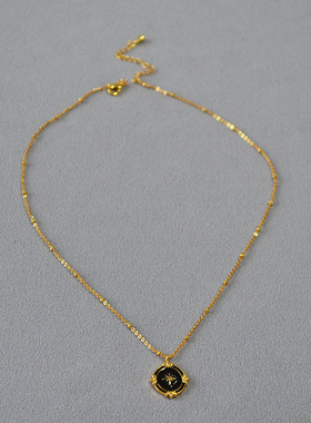 法式北极星珐琅吊坠锁骨链