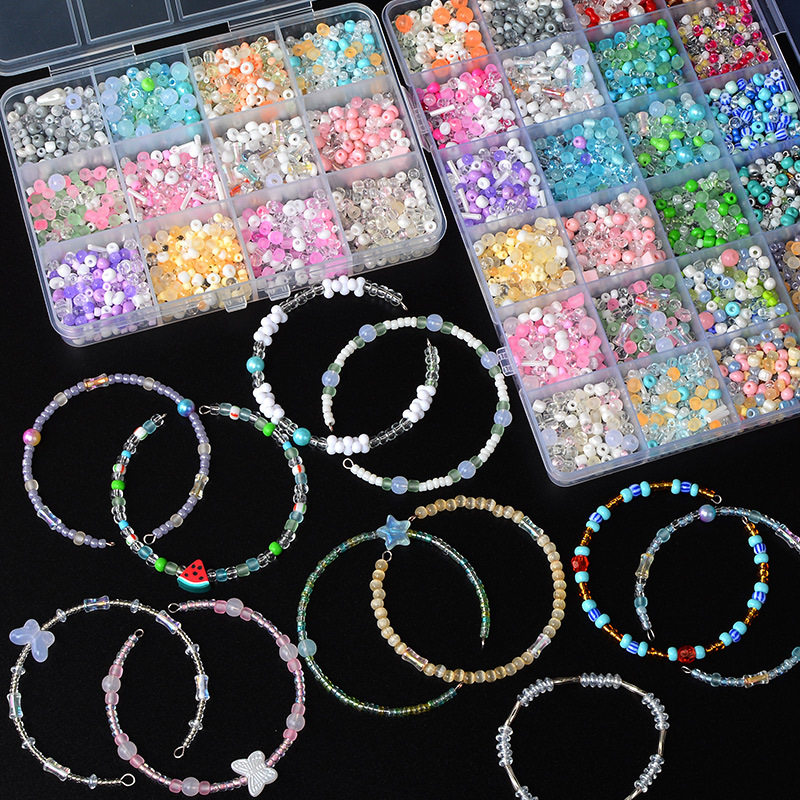 串珠子训练专注力24格DIY玻璃米珠手工DIY益智儿童手链六一儿童节,童装/婴儿装/亲子装,手链,淘宝优惠券,粉丝福利购,淘宝优惠卷