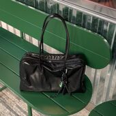 Lovingness25春 头层植鞣保龄球包波士顿公文包单肩包