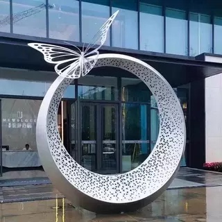 不锈钢园林景观雕塑定制户外大型玻璃钢雕塑地标建筑售楼处摆件