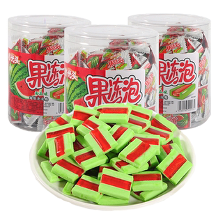 小光头果冻泡老式西瓜泡泡糖桶装口香糖8090后怀旧小零食休闲食品