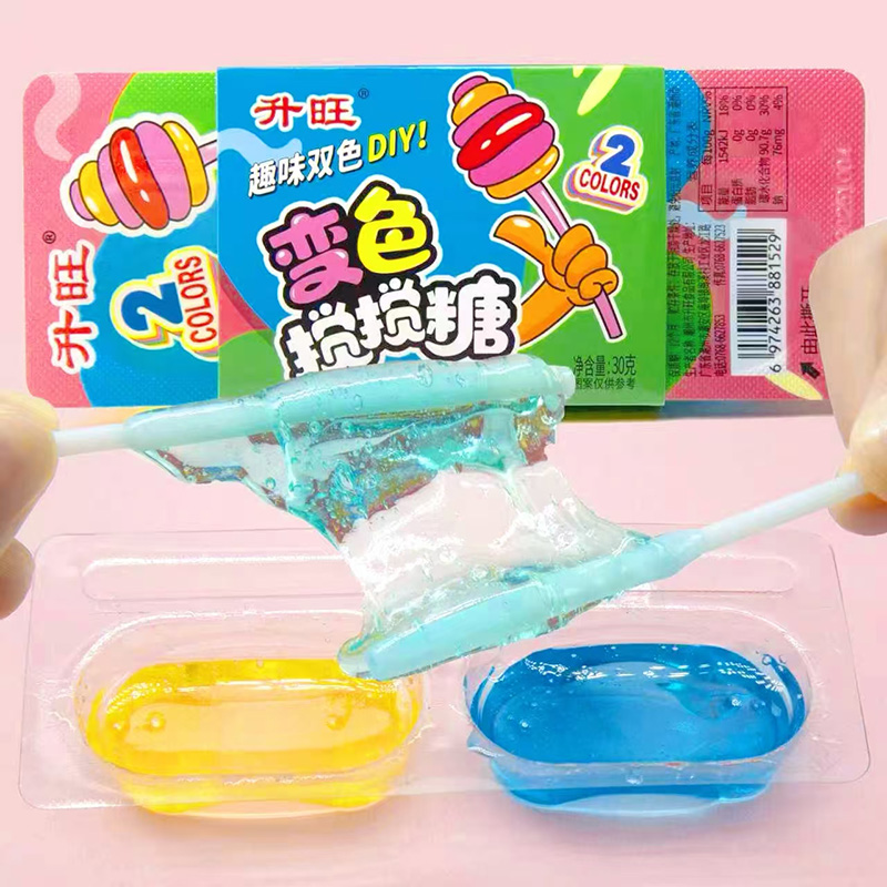 升旺趣味变色搅搅糖拉丝糖DIY棒棒糖童年回忆好吃好玩糖果小零食