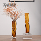 玻璃细口桌面家居插花花器 长款 现代简约美式 黄色螺旋创意客厅高款