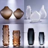 轻奢现代蓝色玻璃花瓶摆件插花家居客厅餐桌台面装 饰鲜花器样板房