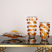 简约现代琥珀色加厚琉璃玻璃水培花瓶电视柜茶几样板客厅餐桌摆设