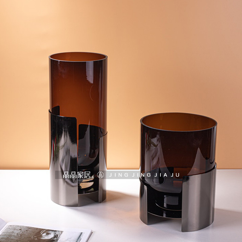 北欧简约琥珀色水培插花器摆件酒店客房电视柜书架装饰玻璃小花瓶,家居饰品,花瓶,淘宝优惠券,粉丝福利购,淘宝优惠卷