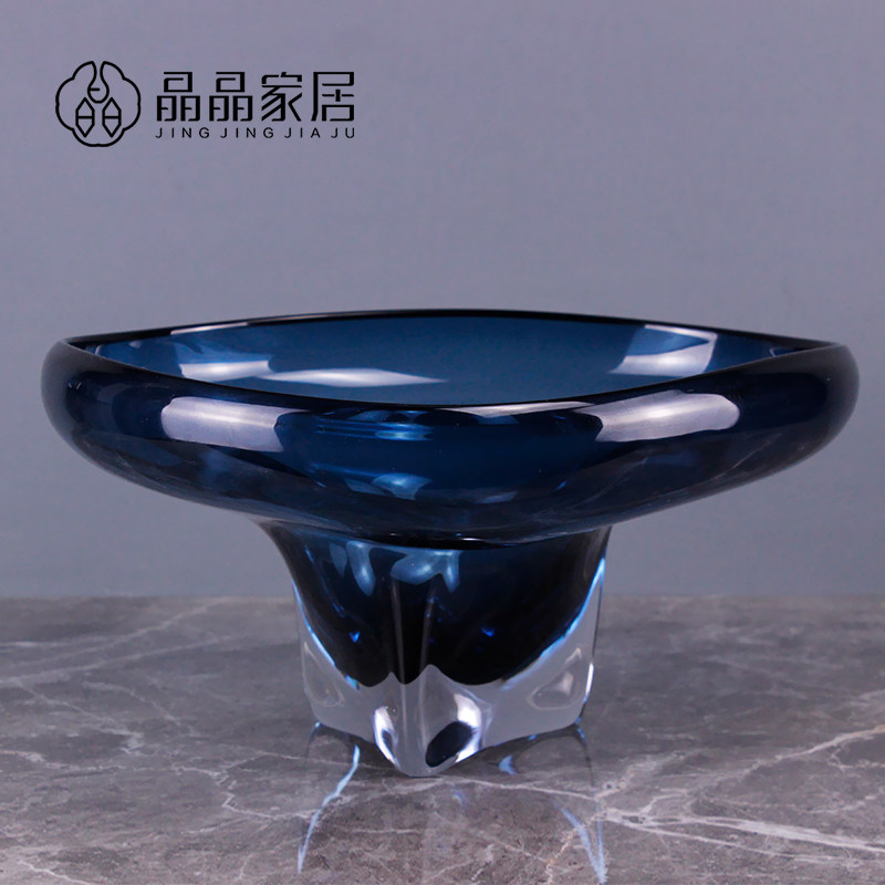 晶晶家居蓝色欧式创意储物果盘摆件样板房间客厅茶几软装时尚饰品