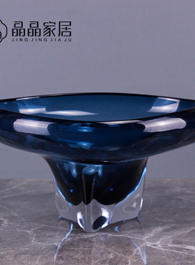 晶晶家居蓝色欧式创意储物果盘摆件样板房间客厅茶几软装时尚饰品