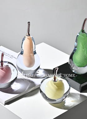 极简现代苹果凤梨玻璃奇趣小摆件样板间茶几餐桌书台搭配软装饰品