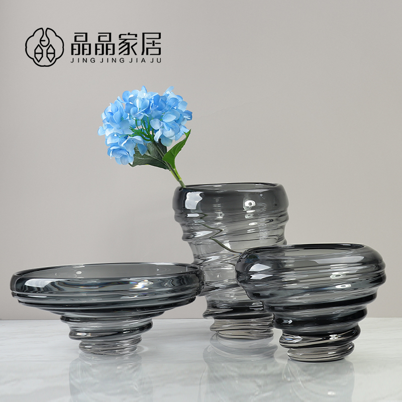 简约创意灰色透明高端茶几水果盘